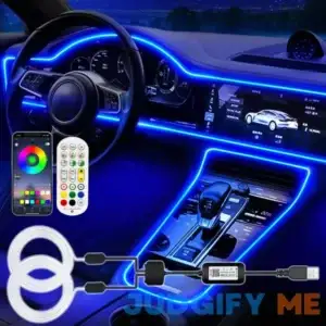 Jushope Interior Car LED Strip Lights RGB USB Car Ambient Lighting with Fiber Optic