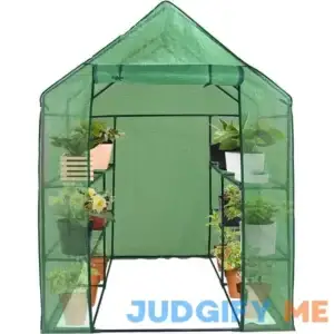 LEMY Mini Walk-in Greenhouse 2-Tier 8-Shelf Indoor Outdoor Plant Gardening Green House w/PE Cover for Garden