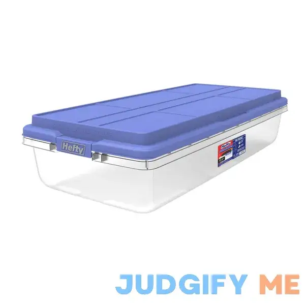 Hefty 63 Qt. Clear Storage Bin with Blue Hi-rise Lid Hefty 63 Qt. Clear Storage Bin with Blue Hi-rise Lid