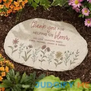 Love Blooms Here Personalized Round Garden Stone