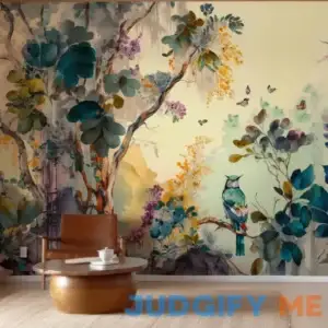 Wall Mural - Tropical Birds - Jungle & Tropical Animals mural wallpaper - Beige - Bedroom - Wallism US - Peel & Stick or Paste-the-Wall