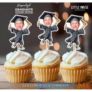 Graduate Personalized Face Cupcake Toppers