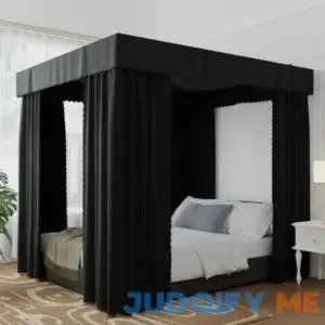 Hvqic Black Canopy Bed Curtains 4 Corner Post Bed Curtains Bed Curtains Lightproof Drapes Bed Canopy for Adults & Girls Bedroom Decoration
