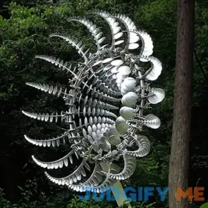 Unique Magical Metal Windmill: 3D Wind Powered Kinetic Sculpture for Lawn Solar Spinners in Yard Garden