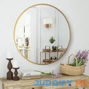 H Round Aluminum Alloy Framed Gold Wall Mirror