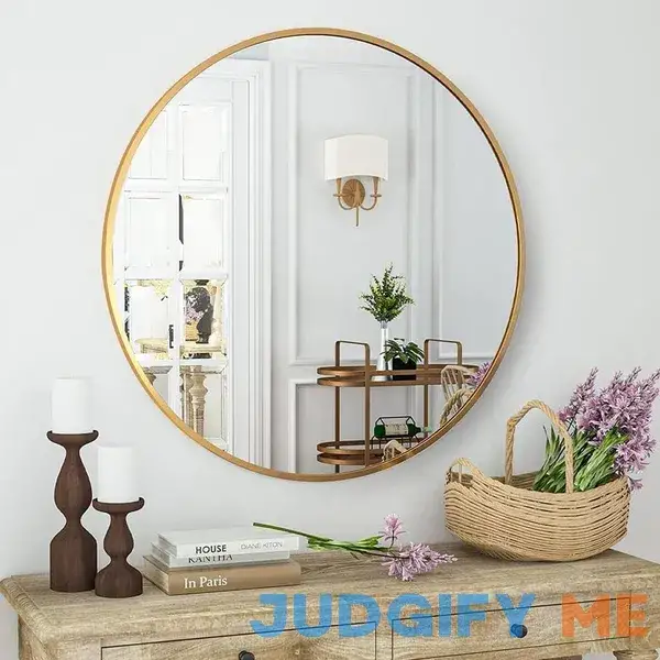 H Round Aluminum Alloy Framed Gold Wall Mirror H Round Aluminum Alloy Framed Gold Wall Mirror