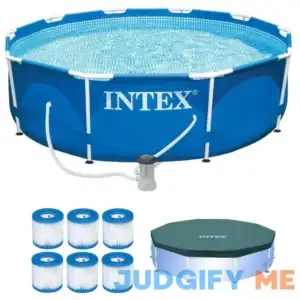 Intex 10 ft. x 10 ft. Round 30 in. Deep Metal Frame Pool w/ Pump & Type H Filters & 10' Round Pool Cover