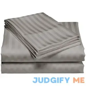 1200 Thread Count Cotton Deep Pocket Luxury Hotel Stripe Sheet Set - Grey - Queen