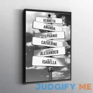 Custom Street Sign Multi-Names Personalized Print Wall Art Canvas. Printed Smooth Surface. Ready to Hang Canvas.