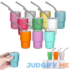 Needbrock 10 Pcs Mini Tumbler Shot Glass with Straw
