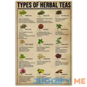 Types of Herbal Teas Poster Great Wall Decor Artwork Gift for Friend Wall Art Decoration Metal Plaque Poster Metal Sign 8X12 Inches