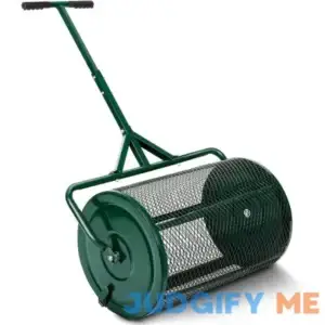 24 in.Compost Peat Moss Spreader Heavy-Duty Metal Mesh Spreader with Adjustable Handle in Green