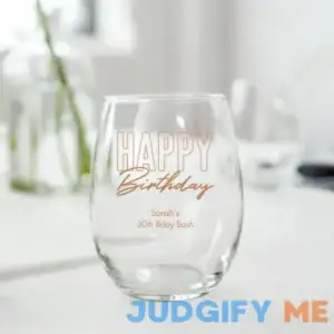 Personalized 9 oz. Stemless Wine Glass Wedding Favor