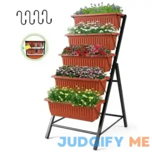 Funcid 4 ft Vertical Garden 5-Tier Raised Garden Bed Planter Box for Patio Balcony Flower Herb Freestanding Garden Planter