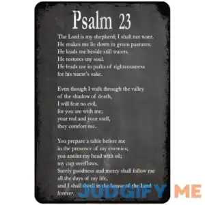 Psalm 23 Poster Bible Quote Psalm Quote Christian Wall Art Vintage Tin Sign Decor for Living Room Bedroom Bathroom Kitchen Metal Plaque 8 Inch X 12