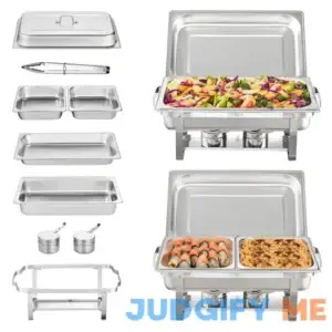 Vevor 2-Pack Rectangle Chafing Dish Set 2 Full-Size 8Qt Pan 4 Half-Size 4Qt Pans