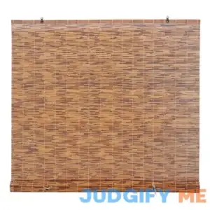 Backyard X-Scapes Reed Blinds Manual Roll-Up Cord Free Roman Shades Natural 72 inch