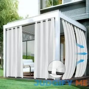 Lushvida Outdoor Curtains for Detachable Sticky Tab Top Patio Waterproof Outside Curtains for Gazebo