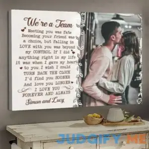 We're a team custom photo Canvas gift for couple 16" x 12"