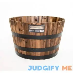 25 in. Dia x 16 in. H Burnt Acacia Wood Whiskey Barrel