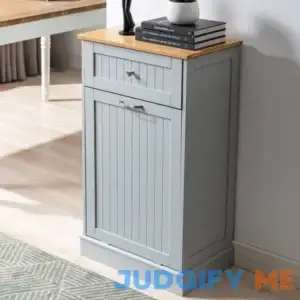 Trash Cabinet Tilt Out Freestanding Pet Proof Kitchen Trash Cabinet Laundry Hamper with Cutting Board