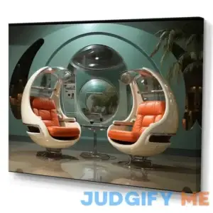 Coral Teal Mid Century Futuristic Furniture Framed On Canvas Print Latitude Run