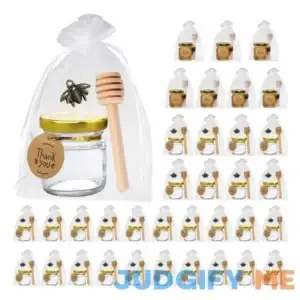 36 Pack 1.5 oz Mini Glass Honey Jars with Wood Dipper