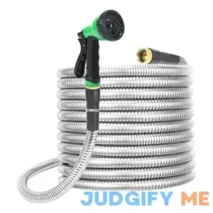 Stainless Steel Garden Hose Metal Heavy Duty Water Hoses with Nozzles for Yard