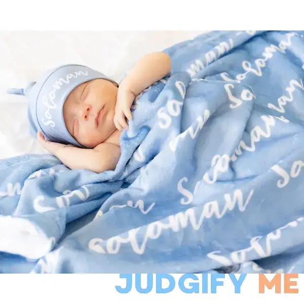 Baby Blanket Sets - Personalized Plush Minky Name Blankets with Hats or Bows Baby Blanket Sets - Personalized Plush Minky Name Blankets with Hats or Bows
