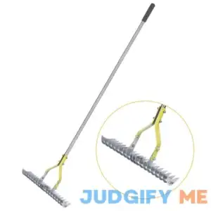 BARAYSTUS Thatch Rake 15-Inch Wide Lawn Thatching Rake for Cleaning Dead Grass