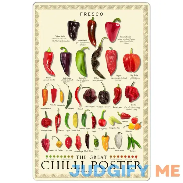 Vintage The Great Chilli Poster Fresco Pepper Species Spicy Aluminium Metal Tin Sign Vintage The Great Chilli Poster Fresco Pepper Species Spicy Aluminium Metal Tin Sign
