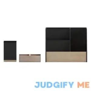 Kapricia Metal and Wood 3 Piece Desktop or Vanity Organizer Set Latitude Run