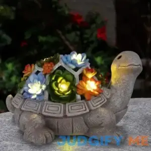 Goodeco Solar Garden Outdoor Statues Turtle with Succulent and 7 LED Lights