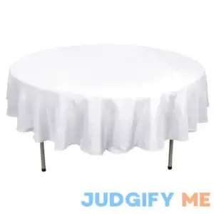 90" White Seamless Polyester Round Tablecloth | By Tableclothsfactory