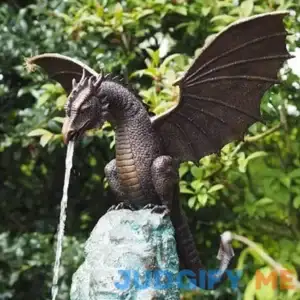 Faruxue Dragon Fountain Statue Water Feature Sculpture Cool Dragon Craft Decoration
