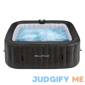 Relxtime 6 Person Square Inflatable Hot Tub 130 Massaging Air Jets Black Laminated Classic Spa