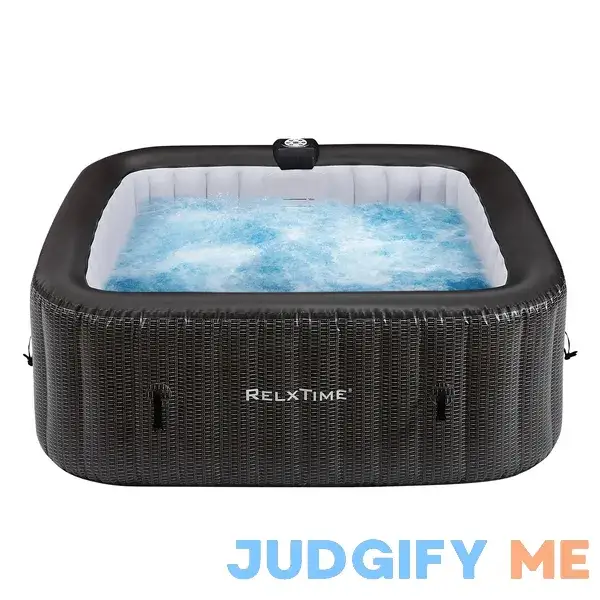 Relxtime 6 Person Square Inflatable Hot Tub 130 Massaging Air Jets Black Laminated Classic Spa Relxtime 6 Person Square Inflatable Hot Tub 130 Massaging Air Jets Black Laminated Classic Spa