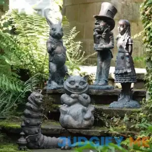 Pavil Wonderland Garden Sculpture Set Alice in Wonderland Statue Garden Statue Decorations Indoor Outdoor Garden Patio
