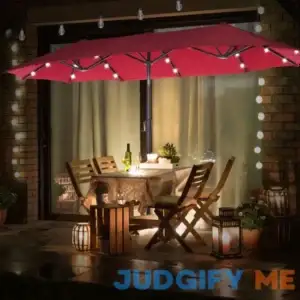 Shannette 144'' x 72'' Rectangular Lighted Market Umbrella Arlmont & Co. Fabric