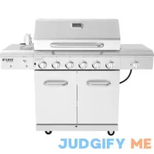 6-Burner Propane Gas Grill in Stainless Steel with Ceramic Searing Side Burner and Rotisserie Kit
