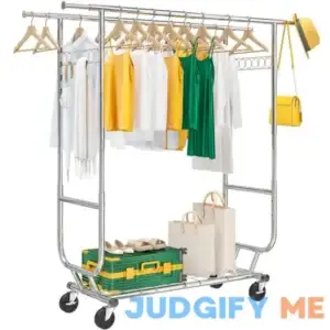 Raybee 600 LBS Commercial Metal Clothing Rack Double Rolling Hanging Clothes Rack for Bedroom