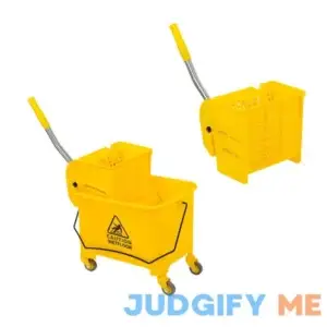 Mop Bucket & Side Wringer Combo Heavy Duty & Commercial Janitorial Cart Spring Wringer on Wheels for Home & Industrial Cleaning Commercial Mop