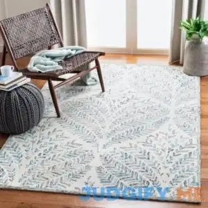 Ikat Handmade Tufted Wool Ivory/Blue Area Rug Langley Street Rug