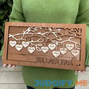 Custom Family Tree Wood Sign Name Engraved Home Wall Decor Christmas Gift For Mom Grandma