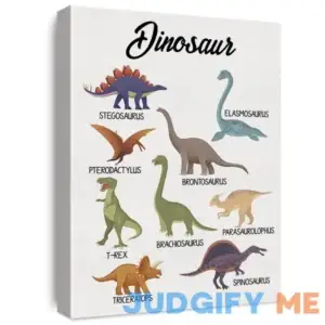 Dinosaur Species Canvas Wall Art Stegosaurus Pterodactylus Triceratops Educational Poster Kids Boys Girls Children Rooms Learning Paintings Artwork