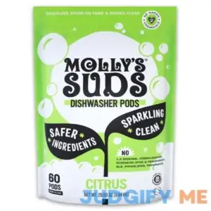 Molly's Suds Dishwasher Pods Natural Dishwasher Detergent Cuts Grease & Rinses Clean for Sparkling Dishes