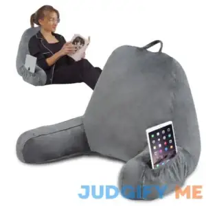 Back Pillow for Sitting in Bed Reading Pillow for Bed Adult Shredded Memory Foam Back Support Sit Up Pillows with Arms and Pockets