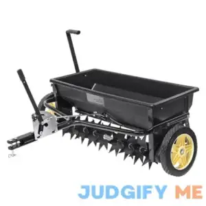VEVOR Broadcast Spreader 100 LB Tow Behind Poly Drop Spreader with 10 Wheels Steel Spike Aerator QYSSBJ100LBSBIQCOV0