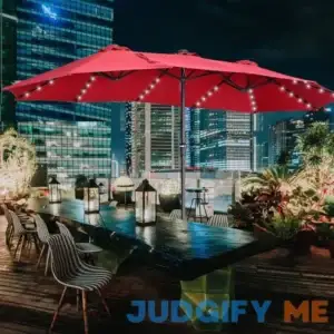 Ainfox 15ft Double-Sided Patio Solar LED Lighted Market Umbrella
