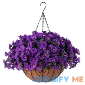 Artificial Fake Hanging Flowers Plants Basket for Outdoor Porch Spring Decoration